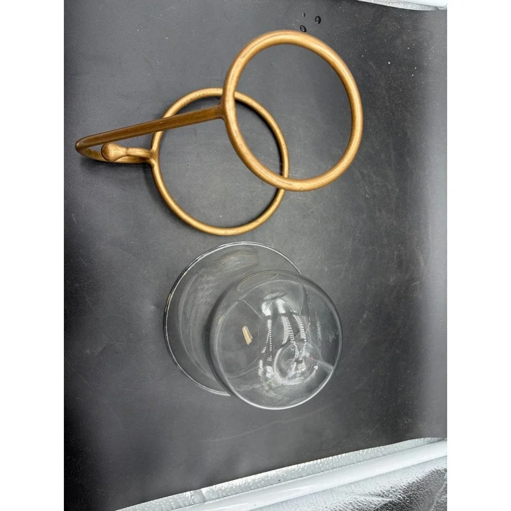 Modern Gold Metal and Clear Glass Votive Tea Light Candle Holder with Handle